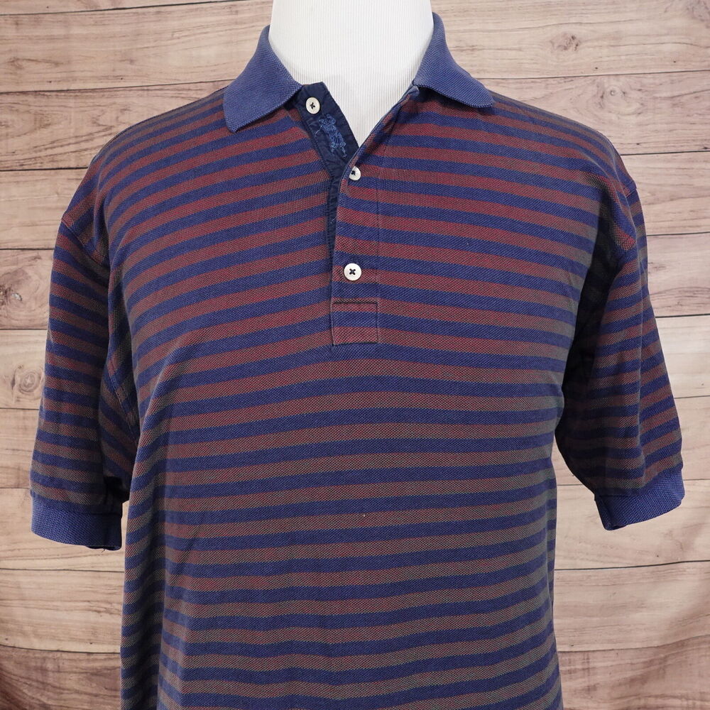 BOBBY JONES SHORT SLEEVE STRIPED 100% COTTON POLO SHIRT MENS‎ SIZE XL